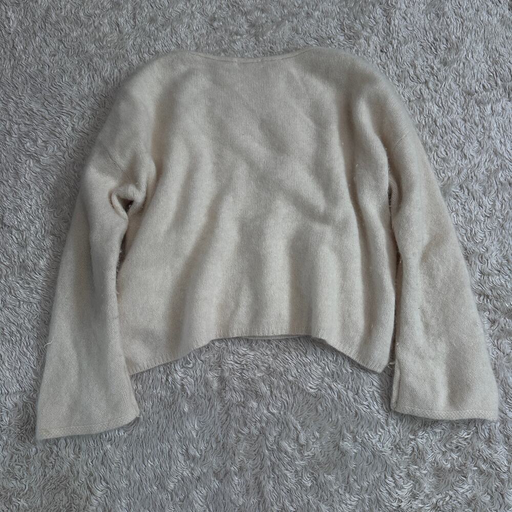 Tomorrowland Womens Small Brushed Cashmere Flared Sleeve Cream Crewneck Sweater - Picture 8 of 9